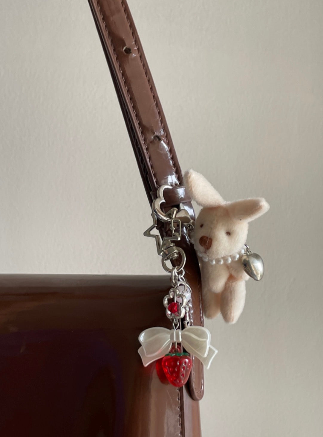 coquette strawberry keychain