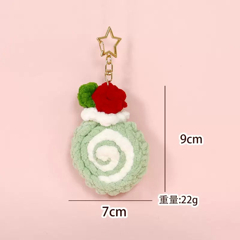 swiss roll crochet keychain