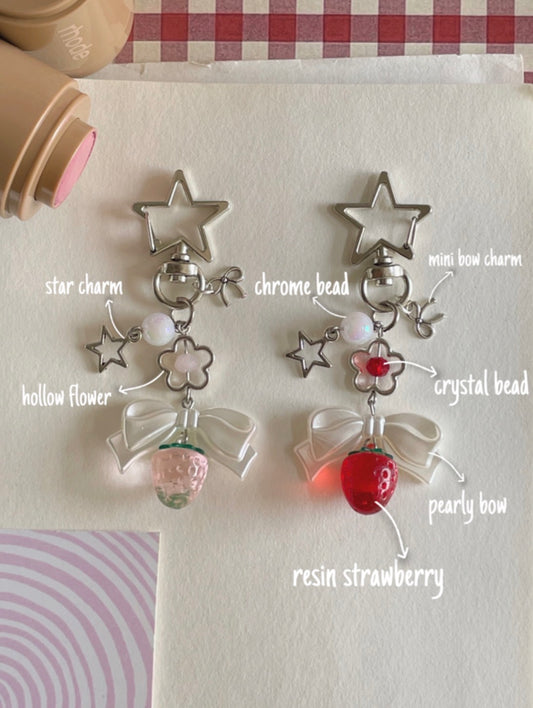 coquette strawberry keychain