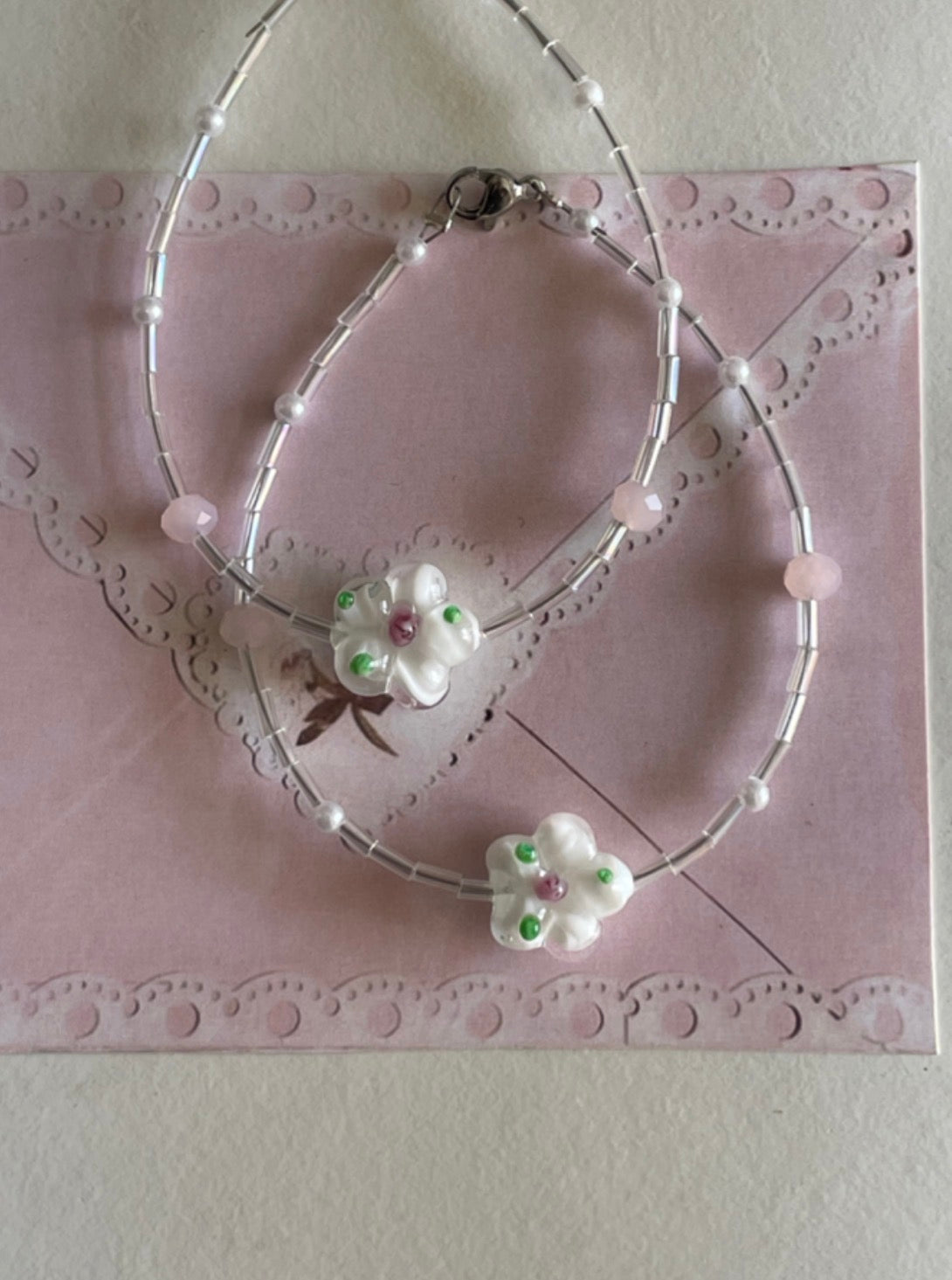 white sakura bracelet