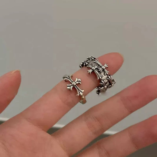 chrome cross ring pair