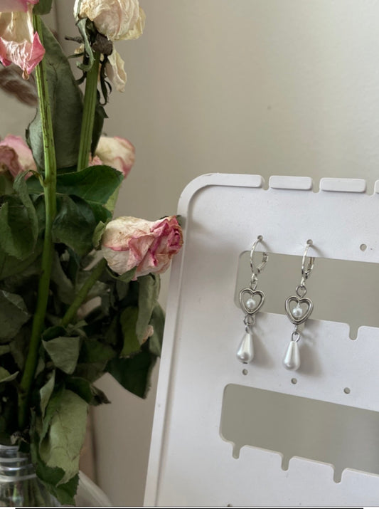 pearl heart earrings
