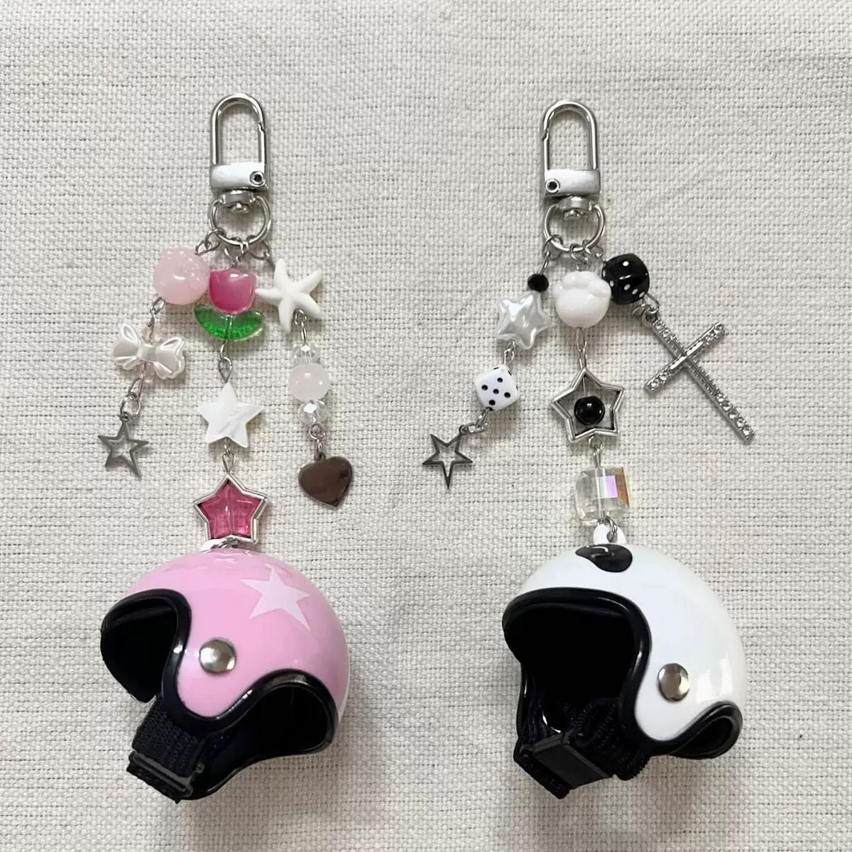 beaded biker keychain pair