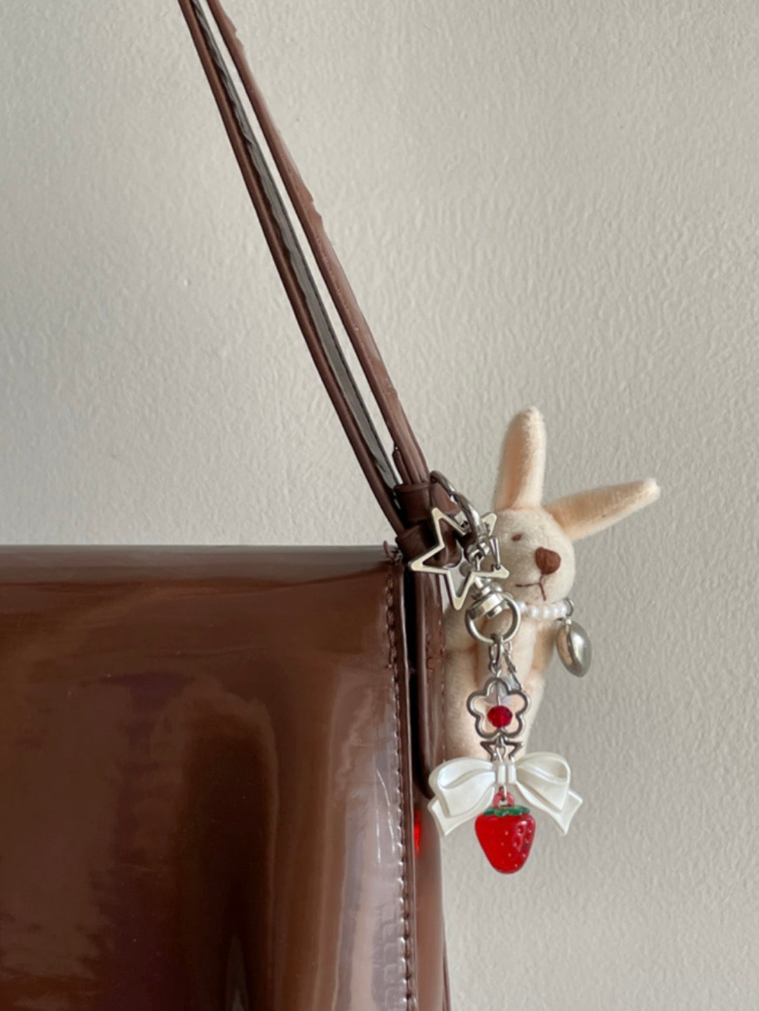 coquette strawberry keychain