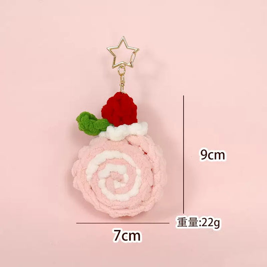 swiss roll crochet keychain