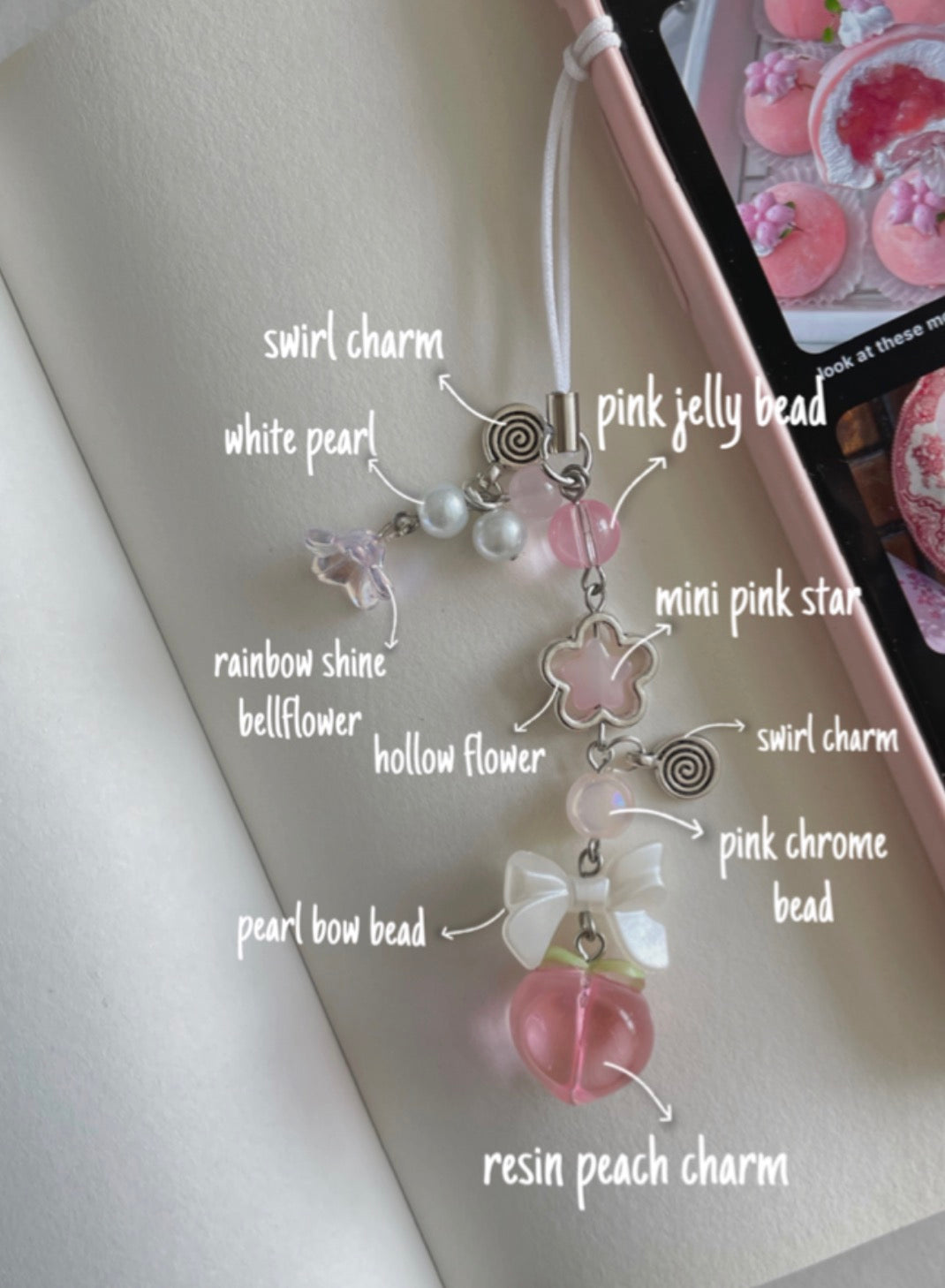 peach phone charm