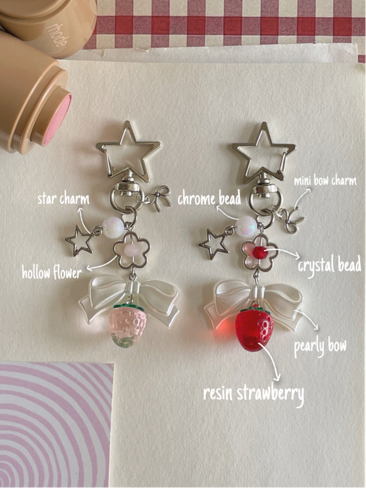 coquette strawberry keychain