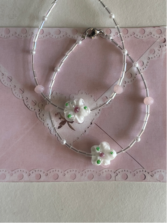 white sakura bracelet