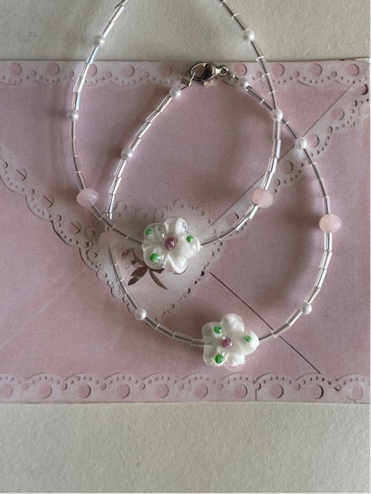 white sakura bracelet